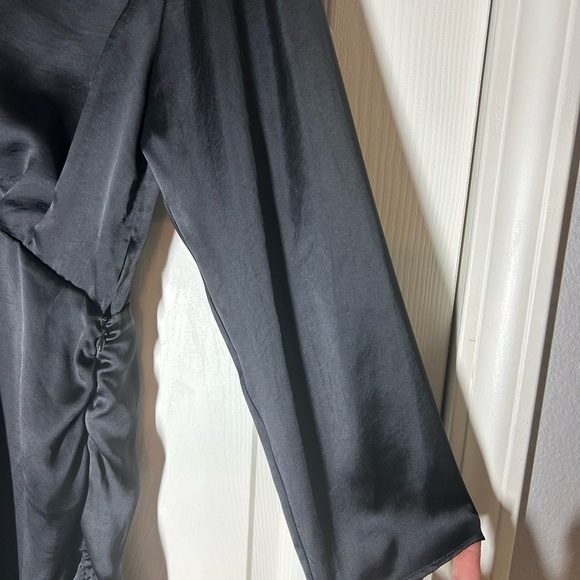 NWT Zara Sexy Black Ruched NYC Dress Size Small Sexy Fitted Cocktail Night Out - Picture 3 of 13